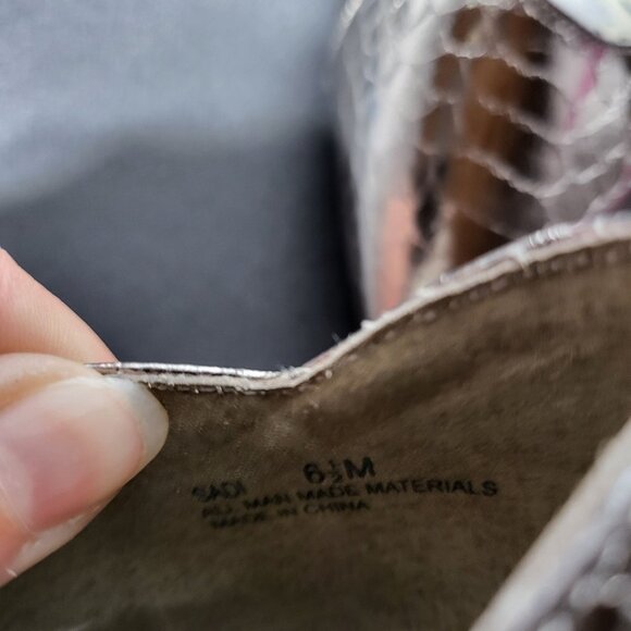 Sam Edelman Womens Metallic Sadi Snakeskin Pump Heel Size 6.5 Formal Animal Date - Picture 5 of 12